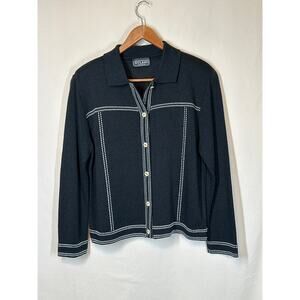 DYLANI VTG Knitwear Sweater Jacket M Black White Quiet Luxury Old Money Office